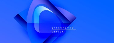 Soyut mavi tasarım katmanlı şekiller, gradyanlar içerir. Metin arka plan tasarımı okur. Modern, canlı görsel kompozisyon.