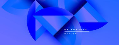 Soyut mavi şekiller dinamik bileşim yaratır. Renkler derinlik, modern tasarım elementleri parlak görsel deneyim sunar..