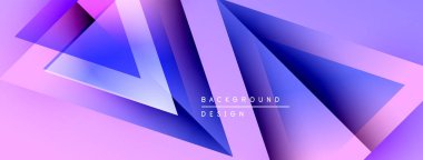 Soyut geometrik tasarım. Mor, pembe renkler dinamik katmanlar oluşturur. Dijital projeler için modern arkaplan.
