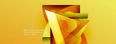 Soyut sarı tasarım geometrik şekiller, gradyanlar, katmanlar içerir. Metin ögeleri, canlı renkler, dinamik bileşimi olan modern arkaplan.