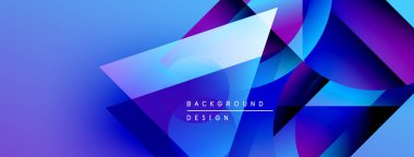 Soyut geometrik şekiller harmanlanarak canlı mavi ve mor renkler yaratır. Modern tasarım enerjiyi, derinliği, görsel ilgiyi çağrıştırıyor.