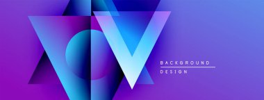 Soyut geometrik tasarım. Canlı mor, mavi gradyanlar V. Modern arkaplan dijital projeler için uygun..
