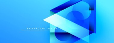 Soyut mavi arkaplan. Geometrik şekiller, dinamik görsel efekt oluşturur. Modern tasarım ögeleri parlak kompozisyon sunar.