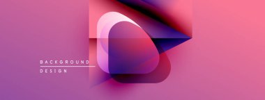 Soyut pembe eğimli arkaplan. Üst üste binen şekiller dinamik görsel efekt yaratır. Projeler için modern tasarım ögesi.