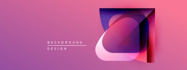 Soyut geometrik tasarım. Canlı pembeler, mor harmanlanmış. Üst üste binen şekiller modern görsel efektler yaratır. Arkaplan gradyan renk şeması.