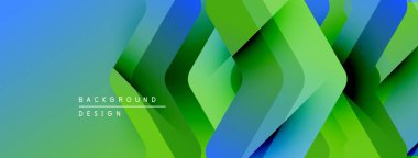 Soyut geometrik desen. Mavi, yeşil gölgeler dinamik görsel efekt yaratır. Arkaplan ve sunumlar için uygun modern tasarım.