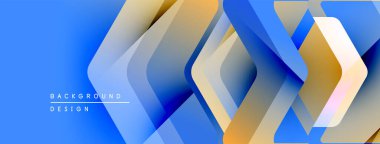 Soyut geometrik şekiller üst üste binerek dinamik mavi ve altın rengini oluşturur. Arkaplan ve sunumlar için uygun modern tasarım.