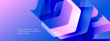 Soyut geometrik arkaplan. Mor, mavi gradyanlar modern tasarım yaratır. Üst üste binen şekiller derinliği, dinamizmi gösteriyor. Mevcut en küçük metin.