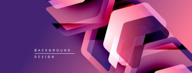 Soyut geometrik şekiller örtüşüyor, canlı mor ve pembe renkler yaratıyor. Arkaplan ve sunumlar için modern tasarım ögesi.