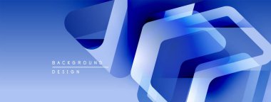Soyut mavi geometrik şekiller kesişir. Modern tasarım, gradyanlar, katmanlar, temiz çizgiler içerir. Dijital arkaplanlar ve pankartlar için uygun.