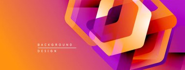 Soyut geometrik şekiller örtüşüyor, canlı turuncu ve mor renkler yaratıyor. Arkaplan ve afişler için modern tasarım ögesi.