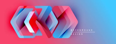 Soyut geometrik şekiller üst üste binerek canlı kırmızı-mavi gradyan etki yaratır. Arkaplan ve sunumlar için modern tasarım ögesi.