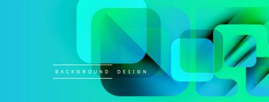 Soyut, enerjik bir arkaplan. Katmanlı şekiller dinamik görsel efektler yaratır. Mavi, yeşil renkler kompozisyona hakim. Modern tasarım ögesi.