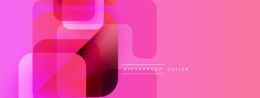 Soyut geometrik şekiller örtüşür, canlı pembe gradyan etkisi yaratır. Arkaplan ve sunumlar için uygun modern tasarım.