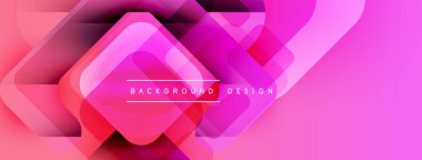 Soyut pembe tasarım üst üste binen kareler, gradyanlar, dinamik kompozisyon. Arka planlar ve sunumlar için modern estetik.