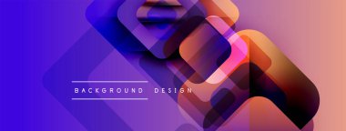 Soyut geometrik şekiller örtüşüyor, canlı mor, mavi ve turuncu renkler yaratıyor. Arkaplan ve sunumlar için modern tasarım ögesi.