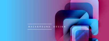 Soyut geometrik şekiller çakışıyor. Renkler maviden mora karışır. Arkaplan ve sunumlar için modern tasarım ögesi.