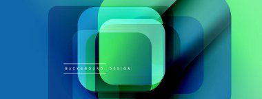 Soyut katmanlı dikdörtgenler, parlak mavi, yeşil renkler. Modern tasarım ögesi, temiz estetik, uygun arkaplan dokusu.