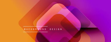 Soyut geometrik şekiller örtüşüyor, canlı turuncu ve mor renkler yaratıyor. Arkaplan ve sunumlar için modern tasarım ögesi.