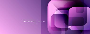 Soyut mor tasarım katmanlı kareler içerir. Gradyan gölgeler modern görsel efektler yaratır. Minimalist stil, arka plan için uygun.