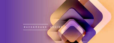 Soyut geometrik şekiller örtüşür, canlı bir değişim etkisi yaratır. Mor, turuncu renkler tasarımda baskın. Modern, şık arkaplan.