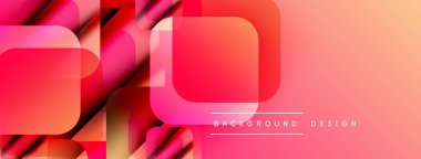 Soyut geometrik şekiller örtüşür, canlı bir değişim etkisi yaratır. Sıcak renkler tasarıma hakim, modern estetiğe işaret ediyor.