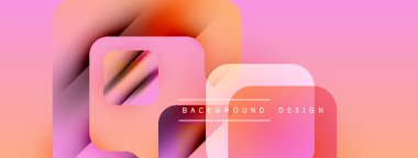 Soyut geometrik şekiller örtüşüyor, canlı pembe, turuncu renkler yaratıyor. Metin, dikdörtgen içerisindeki arkaplan tasarımını okur. Modern, dinamik görsel.