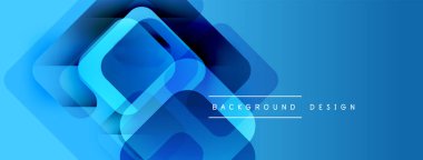 Soyut mavi kareler üst üste binerek dinamik görsel efekt yaratır. Sancaklar, sunumlar ve web siteleri için modern tasarım uygun.