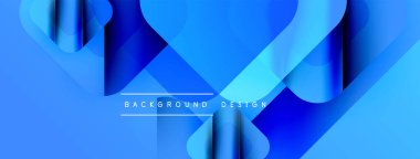 Soyut mavi tasarım üst üste binen şekiller, gradyanlar. Modern estetik, dijital arka planlar ve sunumlar için uygun. Temiz, canlı kompozisyon.