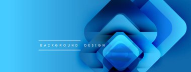 Soyut mavi şekiller dinamik arkaplan oluşturur. Renkler derinliği gösteriyor, modern estetiği. Temiz tasarım elemanları.