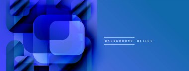 Soyut mavi tasarım katmanlı kareler, gradyanlar içerir. Sancaklar, arka planlar, sunumlar için modern estetik. Temiz, canlı kompozisyon.