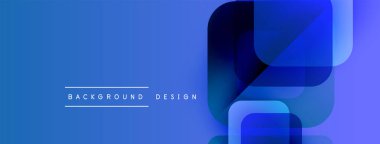 Soyut mavi arkaplan. Geometrik şekiller örtüşür, dinamik görsel efekt yaratır. Modern tasarım ögeleri parlak kompozisyon sunar.