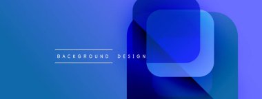 Soyut mavi tasarım, üst üste binen kareler, dikdörtgenler. Metin arka plan tasarımı okur. Modern, minimalist estetik.