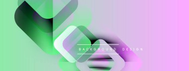 Soyut gradyan şekiller çakışıyor. Açık yeşil, mor renkler düzgün bir şekilde harmanlanır. Metin arka plan tasarımı okur. Modern görsel sunum.