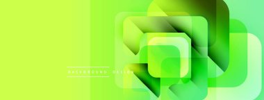 Parlak yeşil soyut tasarım. Üst üste binen kareler dinamik görsel efekt yaratır. Geçmişe uygun modern, temiz estetik..