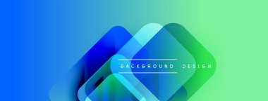 Soyut gradyan şekiller çakışıyor. Mavi, yeşile dönüşüyor. Metin arka plan tasarımı okur. Modern görsel sunum.