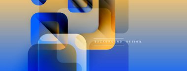 Soyut geometrik şekiller üst üste binerek katmanlı görsel efekt yaratır. Sıcak, serin renkler düzgün bir şekilde harmanlanır. Modern tasarım ögesi.