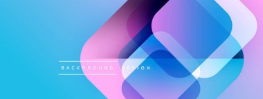 Soyut geometrik şekiller örtüşür, parlak mavi ve mor renkler yaratır. Arkaplan ve sunumlar için modern tasarım ögesi.
