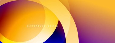 Soyut gradyanlar örtüşüyor, canlı turuncu, sarı, mor renkler yaratıyor. Modern tasarım elementleri dinamik görsel deneyim önerir.
