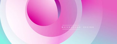 Soyut pembe, mavi gradyanlar katmanlı daireler oluşturur. Modern tasarım akıcılığı, enerjiyi, görsel uyumu çağrıştırıyor. Arkaplan yenilik ve teknoloji öneriyor.