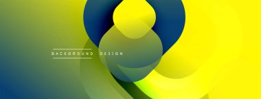 Soyut renkli tasarım. Üst üste binen daireler dinamik değişim etkisi yaratır. Sarı, yeşil, mavi renkler kusursuz bir şekilde harmanlanır. Modern arkaplan dokusu.