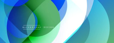 Soyut renkli çakışan daireler dinamik arkaplan oluşturur. Modern tasarım gradyanlar, pürüzsüz geçişler, canlı renkler içerir.