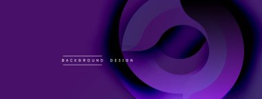 Soyut mor katmanlar dinamik akış yaratır. Modern tasarım öğeleri hareket, derinlik ve sofistike olmayı önerir. Asgari metin ince markalaşma ekler.