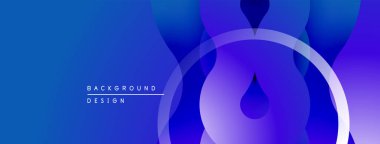 Soyut mavi arkaplan. Gradyan şekiller modern tasarımı oluşturur. Dairesel elementler derinlik ve görsel ilgi ekler.