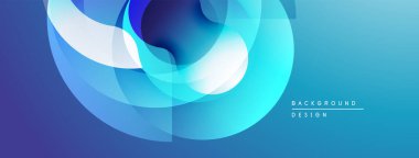 Soyut mavi tasarım üst üste binen yarı saydam şekiller. Pürüzsüz gradyanlar dinamik görsel akış yaratır. Modern arkaplan ögesi.