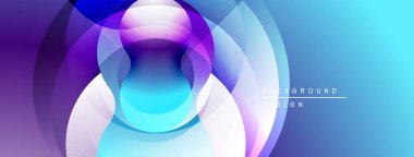 Soyut daireler, canlı maviler, morlar modern arka plan yaratır. Yumuşak eğimler, akış şekilleri hareketi, derinliği akla getiriyor..