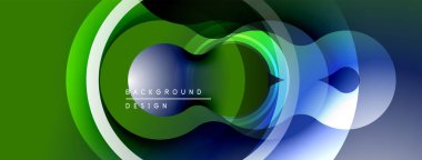 Soyut akış çizgileri, canlı yeşil, mavi renkler. Modern tasarım elementleri, pürüzsüz eğimler, dinamik bileşimler. Minimalist estetik.