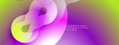 Soyut sıvı şekiller, canlı renklerin karışımı. Gradyan arkaplan modern tasarım unsuru yaratır. Yumuşak kıvrımlar hareketi, enerjiyi gösterir.