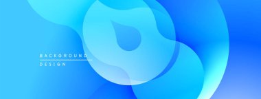 Soyut mavi şekiller akışkan dinamik arkaplan oluşturur. Yumuşak eğimler derinlik ve modern tasarım estetiğini akla getiriyor.