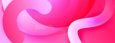 Soyut pembe arka plan. Düz eğriler dinamik, akışkan şekiller yaratır. Renkler modern görsel cazibe sunuyor. Minimalist tasarım.